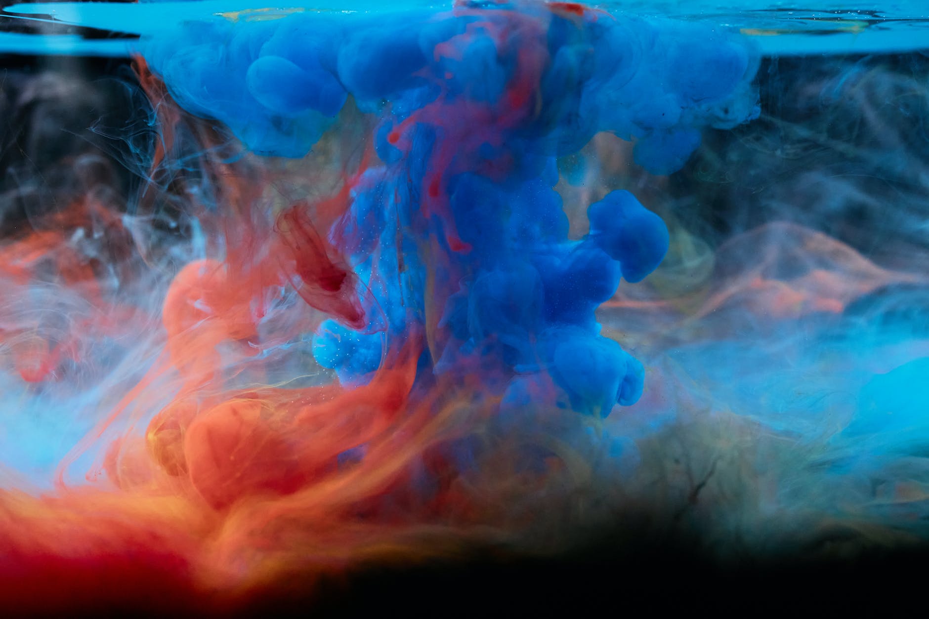 high speed photography of colorful ink diffusion in water